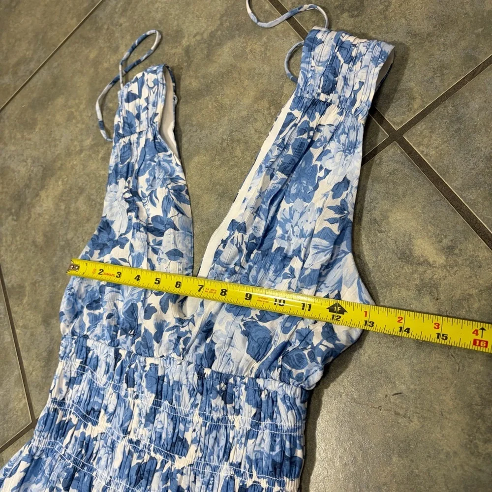 Abercrombie & Fitch Blue and White Floral Maxi Sundress Sz S Cottagecore Beach